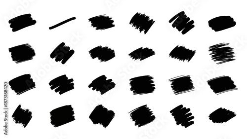 Brush Stroke Silhouette Vector Set –  Artistic Shapes with Smooth, Jagged, Dry Textures for Graphic Design, Illustration, Layouts, and Creative Projects