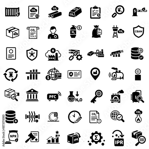 CBAM Carbon Tax Trade Rounded UI icons (vector)