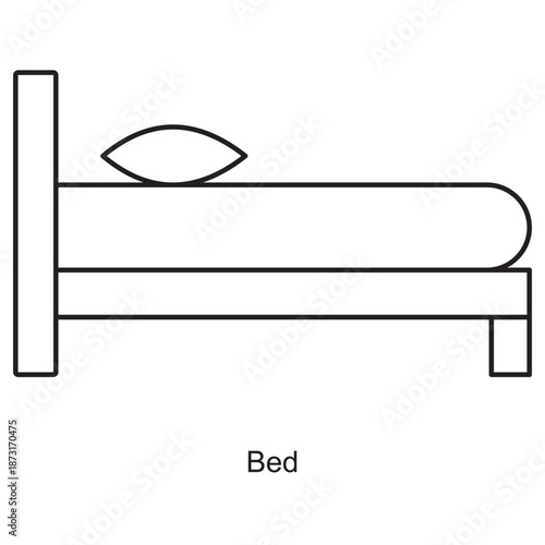 Bed Icon, Luxury Sleep Comfort, Modern Bedroom Furniture, Perfect Rest Space, vector