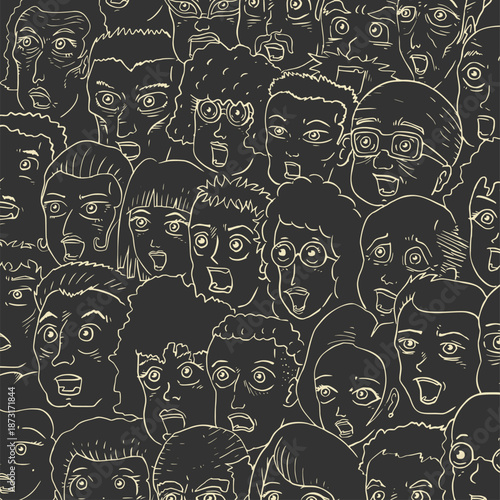 Many people faces background art design