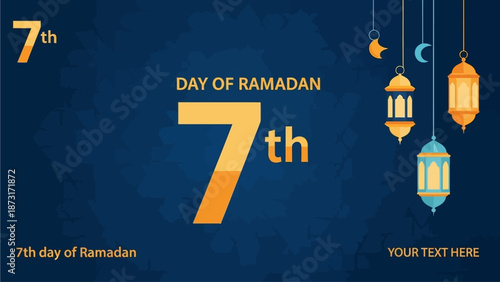 Celebrating the 7th day of Ramadan with traditional lanterns in a serene nighttime setting