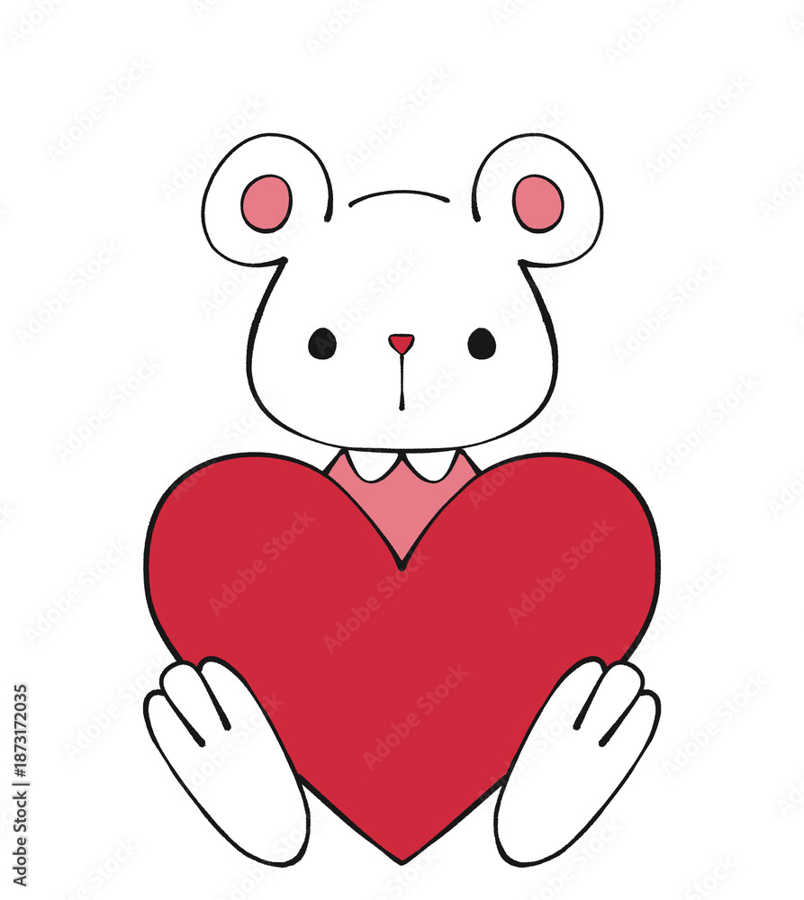Obraz premium 赤いハートを持ったクマ