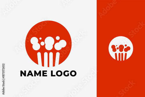 Simple Modern Popcorn Logo Design with Colorful Creative Style for Cinema, Movie, Snack, and Food Branding