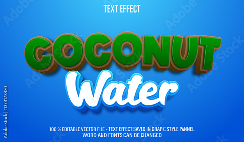 Coconut Water 3d editable text effect style
