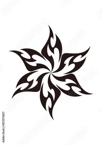 服の模様やタトゥー、ファッションにも映えるトライバルデザインのフラワーモチーフ、ベクターイラスト素材