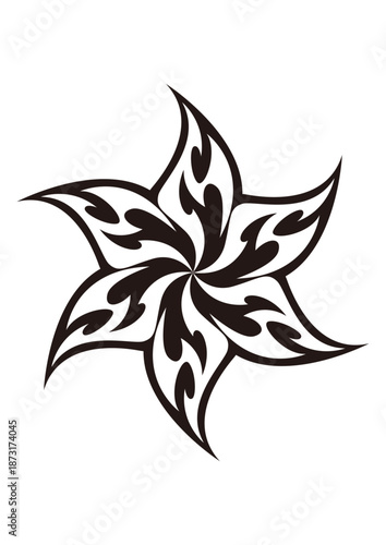 服の模様やタトゥー、ファッションにも映えるトライバルデザインのフラワーモチーフ、ベクターイラスト素材