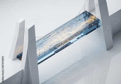 futuristic bridge made of translucent glass 