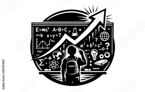 Child engaged in learning mathematics with scientific concepts and symbols