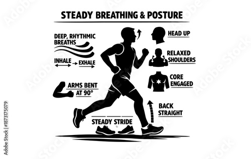 Silhouette of runner demonstrating proper breathing and posture technique