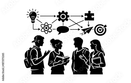 Young diverse group engaged in collaborative problem solving and idea sharing