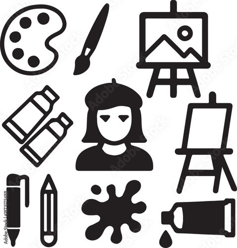 set of funny cartoon characters
set of cartoon artist
artist
