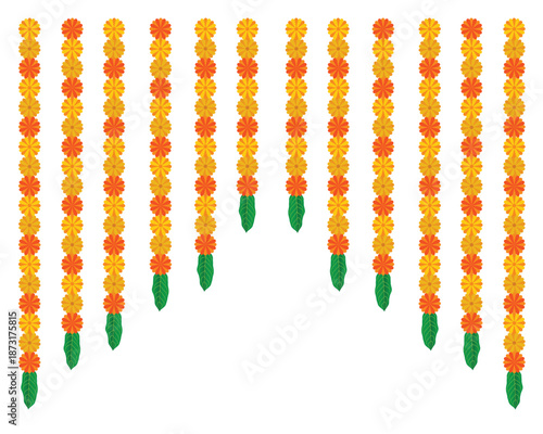 flower garland decoration toran for indian hindu holidays or wedding.