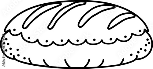 Loaf of bread simple line drawing with crust and scoring on top