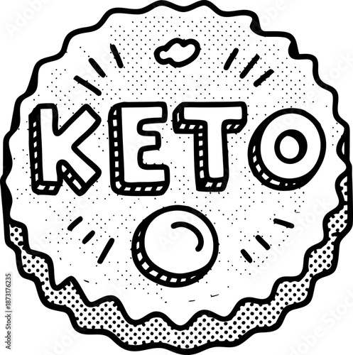 Keto badge illustration hand drawn ketogenic diet label with decorative dots and lettering