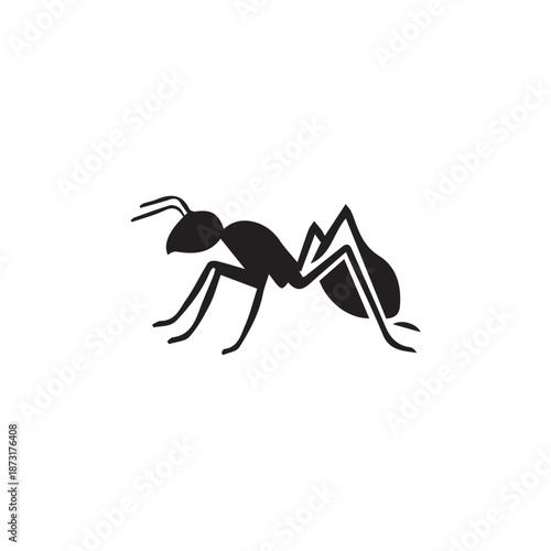 Minimalist ant logo on a white background.