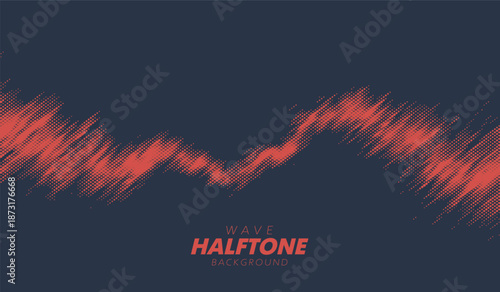 Abstract vector torn halftone fluid wave. Scratched dotted pop art wavy dynamic texture.