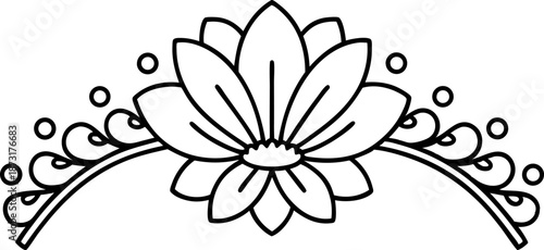 Lotus flower decorative design with elegant curved ornamental elements