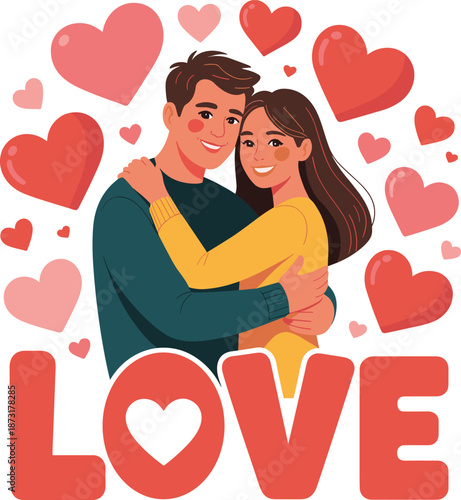 Couple hearts with the word love