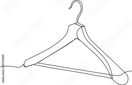 Minimal clothes hanger line art vector icon. Fashion and Wardrobe storage symbol. Continous line clothing hanger illustration.