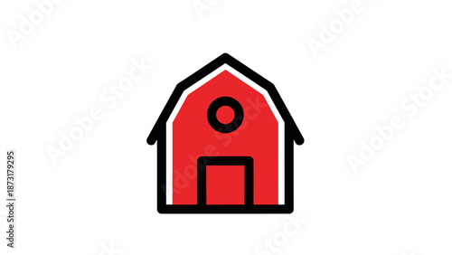 Red Barn Icon Simple Design Element.