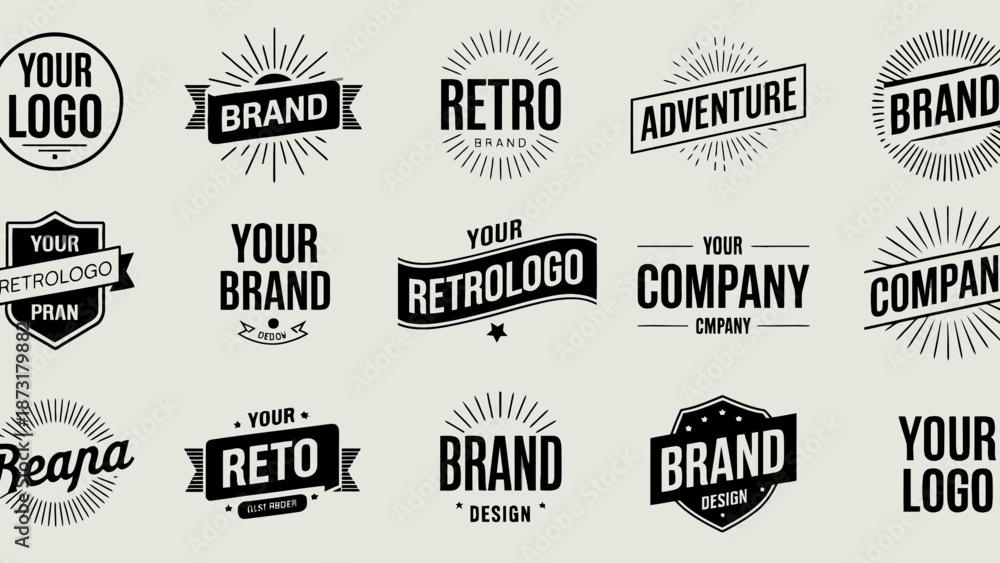 Fototapeta premium Collection of vintage retro brand logos and badges designs