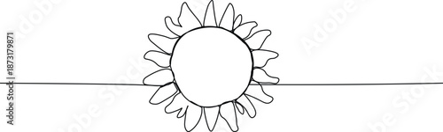 Minimalist line art sunflower vector illustration. Simple seamless floral graphic design. Modern black and white botanical outline. Scalable stock art for branding and backgrounds.