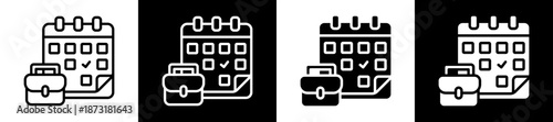Work Schedule Icon Set In Black And White Filled Style Collection
