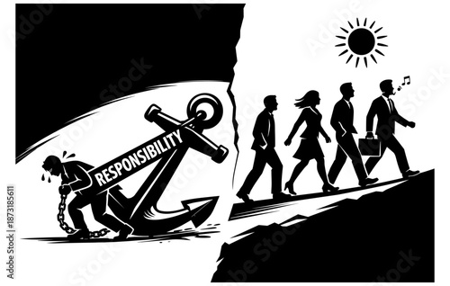 Contrasting responsibilities: struggling burden vs. lighthearted success