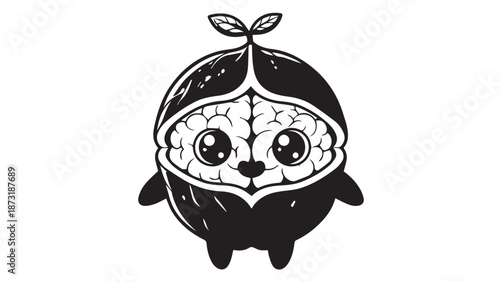 Adorable cartoon panda character with big round eyes and playful expression.