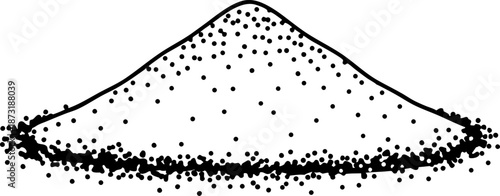 Pile of granulated sugar with scattered grains on white background illustration