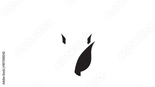 Minimalist Black Silhouette of an Animal Shape on White Background.