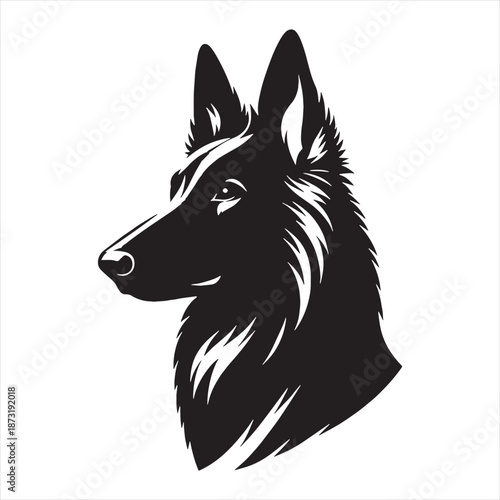 intelligent Belgian Shepherd dog vector silhouette highlighting strength, agility, loyalty, and alert nature, perfect for modern logos, professional pet branding.