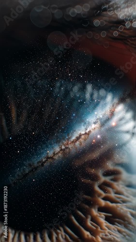 Galaxy eye close-up slow motion