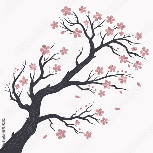 Blossoming cherry tree branch