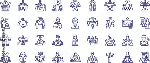 Collection of 32 distinctive illustrations of various figures in different poses and attire