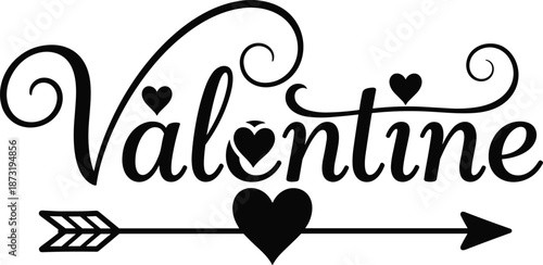 Valentine's Day Illustration Featuring Heart and Arrow Elements