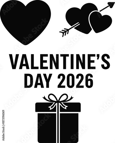 Valentine's Day Celebration with Gift and Hearts