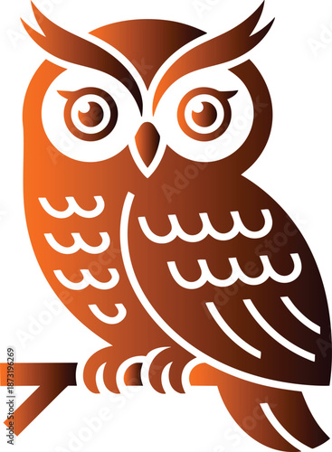 Brown owl perched on a branch detailed illustration of an owl in nature wildlife and forest animal