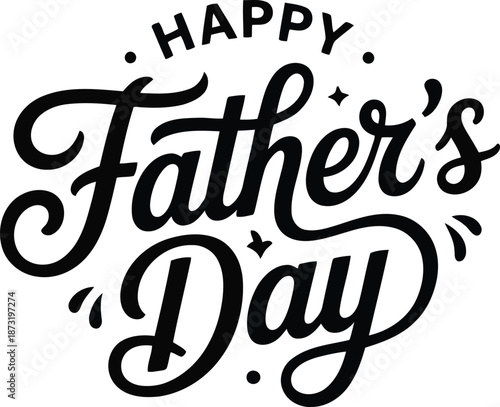 Decorative black handwritten style text expresses warm wishes for a Happy Fathers Day