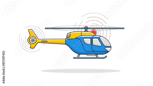 Colorful Helicopter Illustration in Action, Fun Environment, Creative Viewpoint for Designers