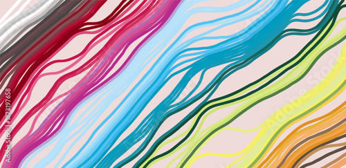 Irregular lines pattern. Geometric wallpaper. Strips similar to threads. Cover design template. Illustration for brochure, poster, card, presentation, flyer or banner.