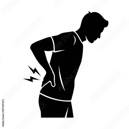 man holding lower back in pain silhouette illustration
