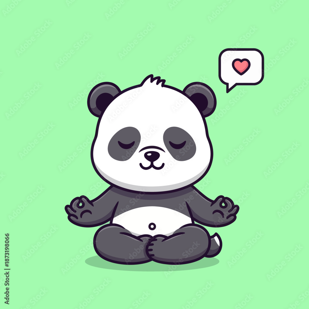 Obraz premium Cute panda meditation yoga cartoon vector icon illustration animal sport icon concept