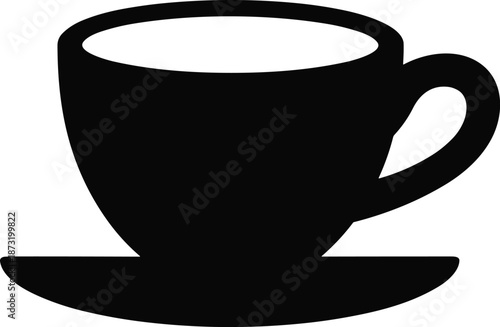Coffee cup silhouette icon, black and white minimal vector illustration for cafe, tea, hot beverage concepts, kitchenware and drink design