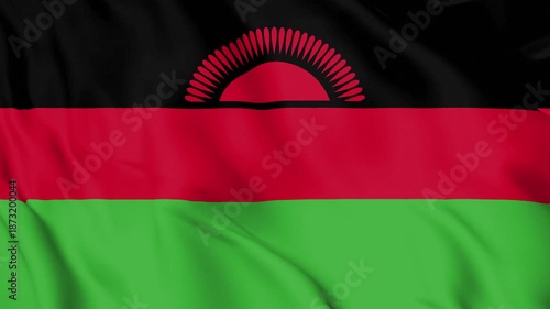 Realistic Malawi Flag Waving, 4K Seamless Loop, Southeast Africa National Identity