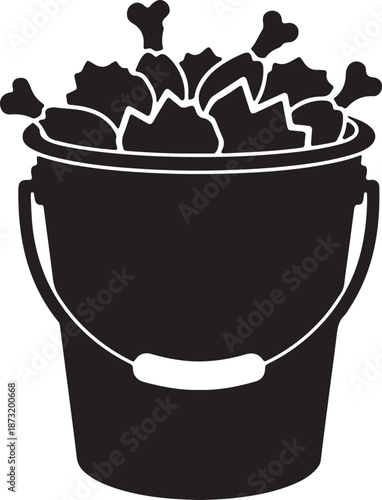Bucket filled with chicken bones and meat scraps illustration isolated on transparent background