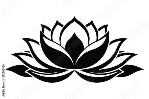 Symmetrical Lotus Blossom Silhouette Design Vector for Spiritual Symbology and Botanical Illustration Projects