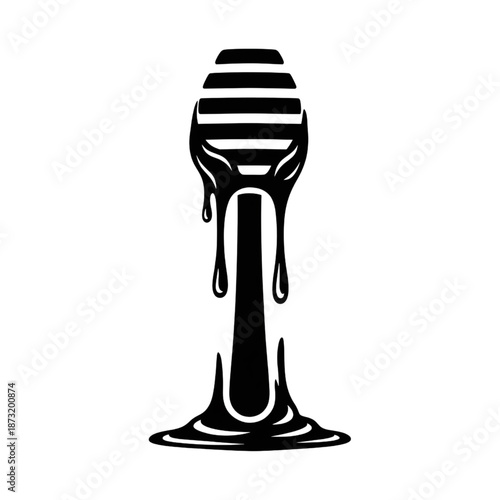 honey dipper silhouette with dripping sweet syrup or organic nectar