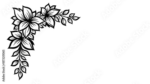 Elegant vector illustration featuring a vintage white floral design with ornate leaves and branches forming a nature border on a clean backdrop