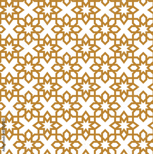 Geometric Pattern in Gold. Elegant Arabesque Seamless Background for Luxury Decoration and Graphic Design.